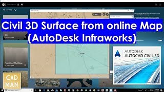 Import Surface to Civil 3D from Infraworks Online Map [upl. by Broek444]