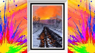 Fiery Sky Icy Ground Acrylic Painting [upl. by Rheta]