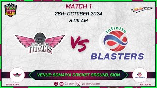 COMMANDER TITANS vs INFINITE BLASTERS  MATCH 1  MUMBAI T20 CRICKET BLAST  DAY 1 [upl. by Ahsercal]