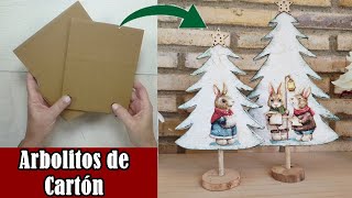 Como hacer Arbolitos navideños reciclando Cartón [upl. by Sabu]