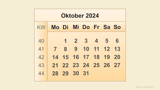 Kalender Oktober 2024 [upl. by Jocelyn]