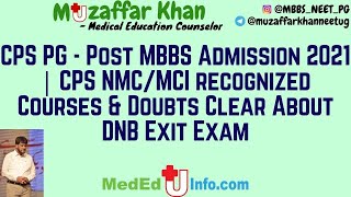 CPS PG  Post MBBS Admission 2021  CPS NMCMCI recognized Courses  Doubts Clear  DNB Exit Exam [upl. by Prue]