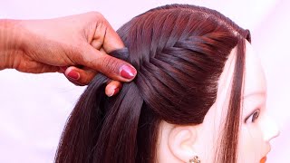 So Easy and beautiful hairstyle  pretty fishtail hairstyle  hairstyle for wedding  hairstyle [upl. by Idnat]