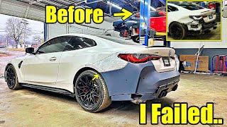 Fixing The SMASHED rear Quarter Panel ON MY 2024 BMW M4 COMP [upl. by Ahteres105]