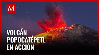 Popocatépetl emite erupción estromboliana con bombas de lava [upl. by Yenal]