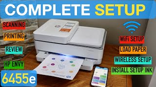 HP Envy 6455e Setup Complete Setup Install Ink Load Paper WiFi Setup Scanning amp Printing Review [upl. by Aurelia]