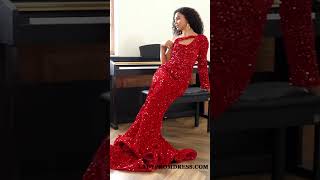 One Sleeve Sequins Mermaid Prom Dress 2024 Style from Ladypromdresscom [upl. by Ateiluj]