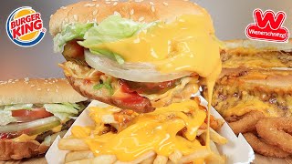 MUKBANG ASMR WIENERSHNITZEL CHILLI CHEESE DOGS CHILLI CHEESE FRIES BURGER KING WHOPPER WITH CHEESE [upl. by Centonze]