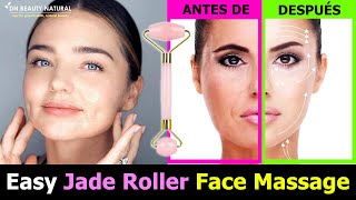 💗 Masaje facial con rodillo de jade fácil  Reducir las arrugas Piel brillante Estiramiento Facial [upl. by Kermie]