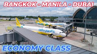 Trip Report Cebu Pacific Economy Class Flight Review from Bangkok to Manila to Dubai 🇹🇭 🇵🇭 🇦🇪 [upl. by Sisco]