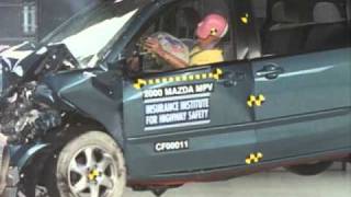 2000 Mazda MPV moderate overlap IIHS crash test [upl. by Rutherfurd226]