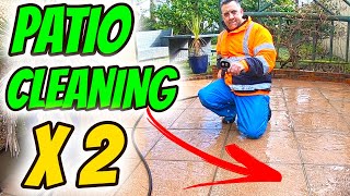 Patio cleaner with sodium hypochlorite and hot power washing [upl. by Adiesirb658]