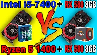 Ryzen 5 1400 vs i5 7400 RX 580 8GB Comparison [upl. by Odnalref]