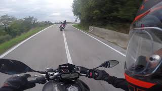 YAMAHA MT 07 RAW video vs APRILIA DORSODURO 750 [upl. by Nanny]