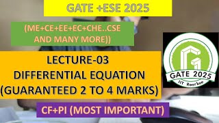 L 03 DIFFERENTIAL EQN COMPLEMENTARY FUNCTION AND NUMERICALS maths motivation gate [upl. by Sivat]