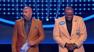 Bruce Smith Shocks Steve Harvey During Fast Money  Celebrity Family Feud [upl. by Enelyam]