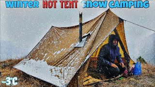 Winter Group Camping In Heavy Rain amp Snowfall  Winter Snow Camping in India  Camping video [upl. by Guise82]