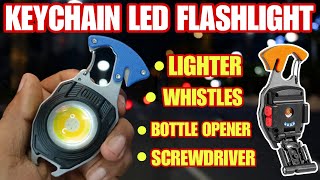 Multifunctional Keychain LED Flashlights With Lighter  Rechargeable Led Light Review [upl. by Brawner]