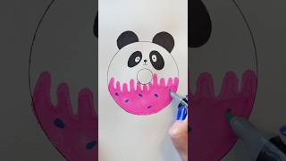 How to draw a cute panda donut  Easy drawing step by step 🐼🍩 [upl. by Anastasie]