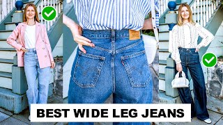 Best Wide Leg Jeans Haul  Sezane Wide Leg Trousers Levis Ribcage Wide Leg amp Everlane Baggy Jeans [upl. by Krein]