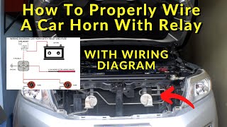 HOW TO PROPERLY WIRE A CAR HORN WITH RELAY AND FUSE [upl. by Inot]