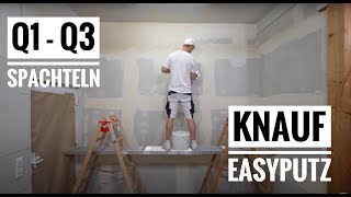 Knauf Uniflott Q1Q3 spachteln  Knauf Easy Putz verputzen in 4K [upl. by Nalyad]