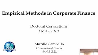 Empirical Methods in Corporate Finance [upl. by Janka]