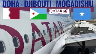 TRIPREPORT  Qatar Airways ECONOMY  Airbus A320  Doha  Djibouti  Mogadishu [upl. by Derayne]