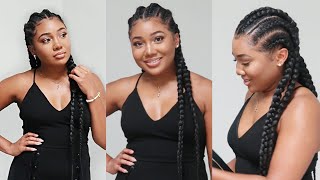 FEED IN BRAIDS 2 Que Prestretched PreCut 28quot Braiding Hair [upl. by Nytsuj]