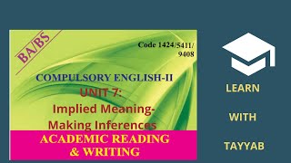 Course 1424 Academic Reading and Writing Unit 7 Implied Meaning  Making Inferences [upl. by Ecerehs705]