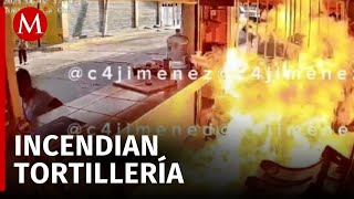 Extorsionadores lanzan bomba molotov a tortillería de Chimalhuacán [upl. by Hogg]