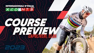 Capoliveri XCO course preview w Schurter and Frischknecht [upl. by Cordey58]