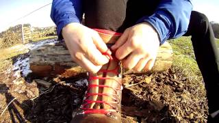 Boot Lacing With Double Overhand Knots  Pfanner Tirol Juchten [upl. by Lelia988]