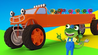 Lets STRETCH Max The Monster Truck  Geckos Garage  Truck Cartoons For Children  Learn To Count [upl. by Tandie]