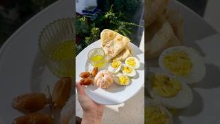 Traditional Tunisian 🇹🇳 Breakfast with Mlawi amp Olive Oil breakfast mealprep food asmr shorts [upl. by Hctim]