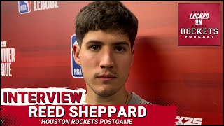 Reed Sheppard  Postgame Houston Rockets Vs Washington Wizards  2024 NBA Summer League [upl. by Drawets466]