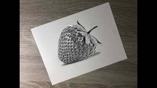 Realistic strawberry drawing with graphite pencils [upl. by Auqenwahs312]