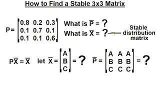 Prob amp Stats  Markov Chains 15 of 38 How to Find a Stable 3x3 Matrix [upl. by Garretson606]