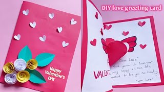 Diy greeting card for Valentines Day  DiY love card idea with paper  easy Paper craft [upl. by Idalla]