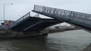 Ships passing under Lowestoft bridge [upl. by Rennane355]