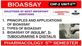 Solution  Bioassay  Insulin dtubocurarine Digitalis  Types  Unit 5  Pharmacology 5 sem [upl. by Aderfla178]