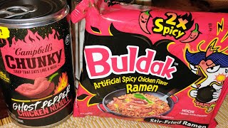 G Money 24x Vs buldak 2x spicy and ghost pepper chicken soup [upl. by Sand]