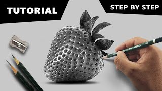 Draw Hyperrealistic Strawberry  Stepbystep Tutorial [upl. by Lasky]