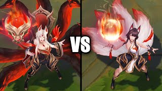 Immortalized Legend Ahri vs Risen Legend Ahri Skins Comparison League of Legends [upl. by Ynamad107]