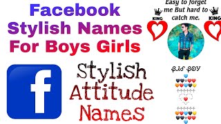 😍 New Facebook Stylish Names  Facebook Attitude Names For Boys amp Girls 😎 2023 [upl. by Mayda]