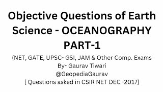 Oceanography Part1earthscience oceanography objective csirnet geology geologyrocks geography [upl. by Hertzog]