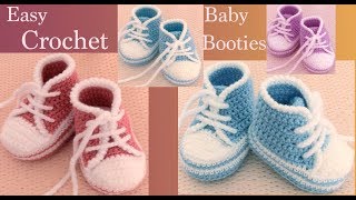 Zapatillas a Crochet para bebes paso a paso tejido tallermanualperu [upl. by Oihsoy]