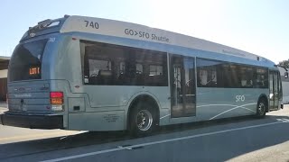 Go SFO Shuttle 2019 Proterra Catalyst BE40 740 on the Lot D Route at the Rental Car Center [upl. by Hoffer574]