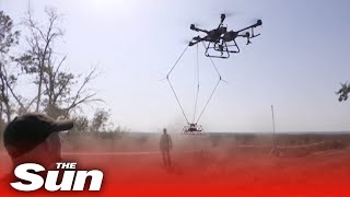 Metal detecting drones look for mines flying over Ukrainian farms [upl. by Kinsley]