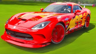 Dodge Viper SRT with Lightning Mcqueen paint job from Cars Movie Free roam ride with Wheel gameplay [upl. by Keri983]